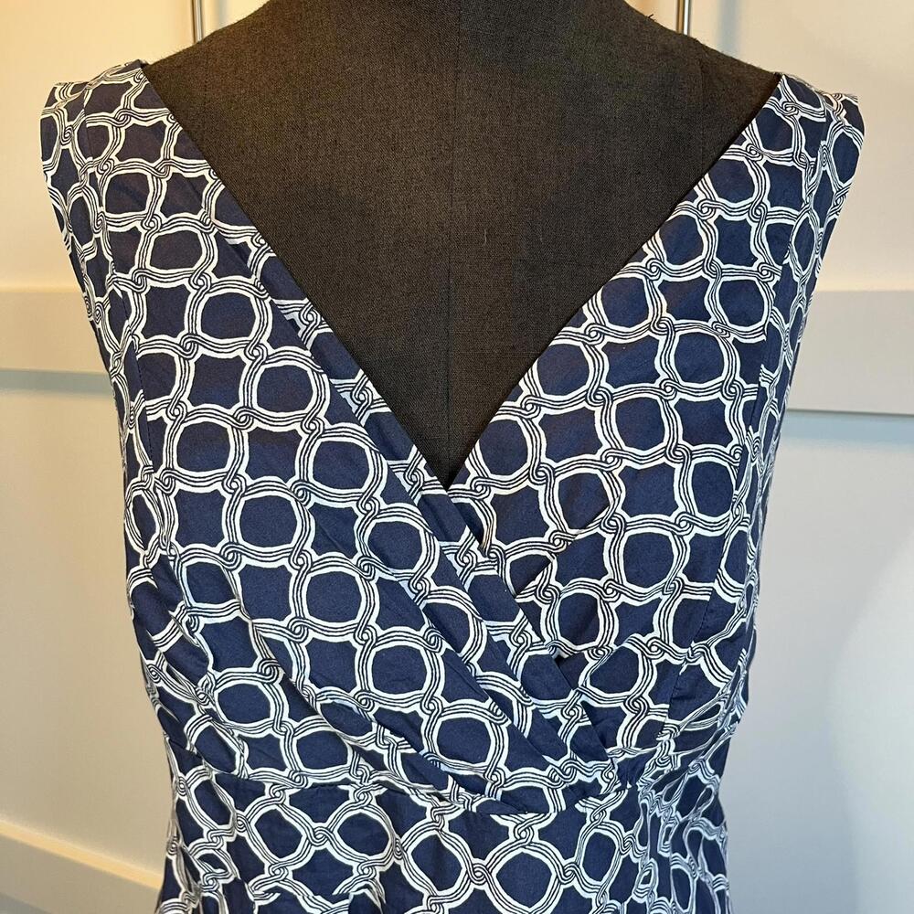 Lands End Navy Blue / White Patterned Dress - Picture 3 of 7